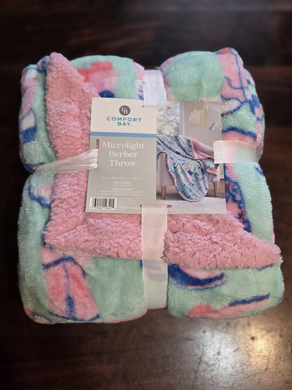 Nwt Comfort Bay Plush Berber Throw - Pink Mint Blue Cowboy Boots